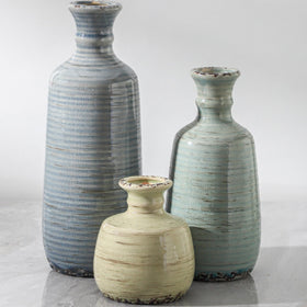 OOIT ceramic vase set of three in rustic neutral finish for stylish home decor