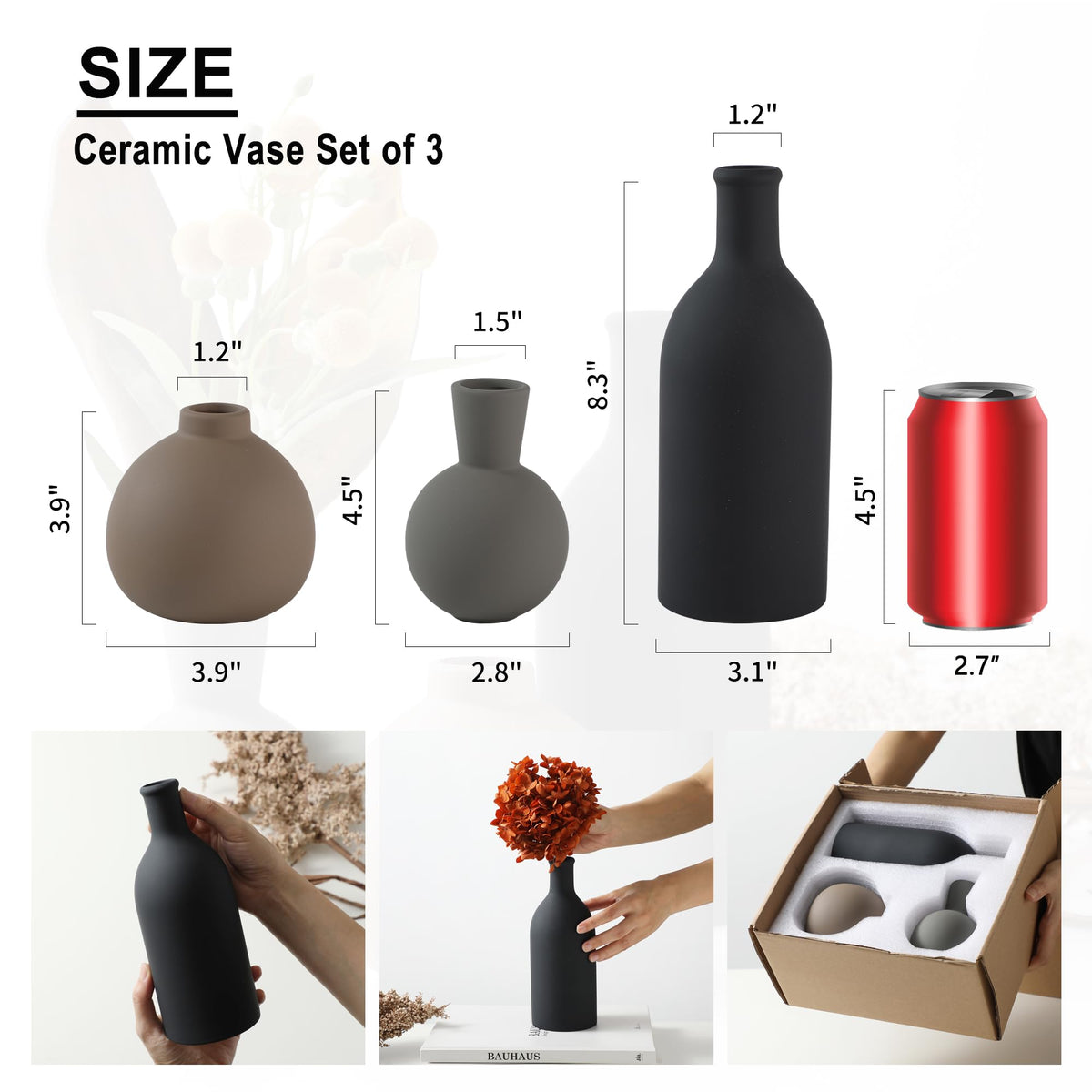 ooit ceramic vases set 3 small medium large for stylish bouquets