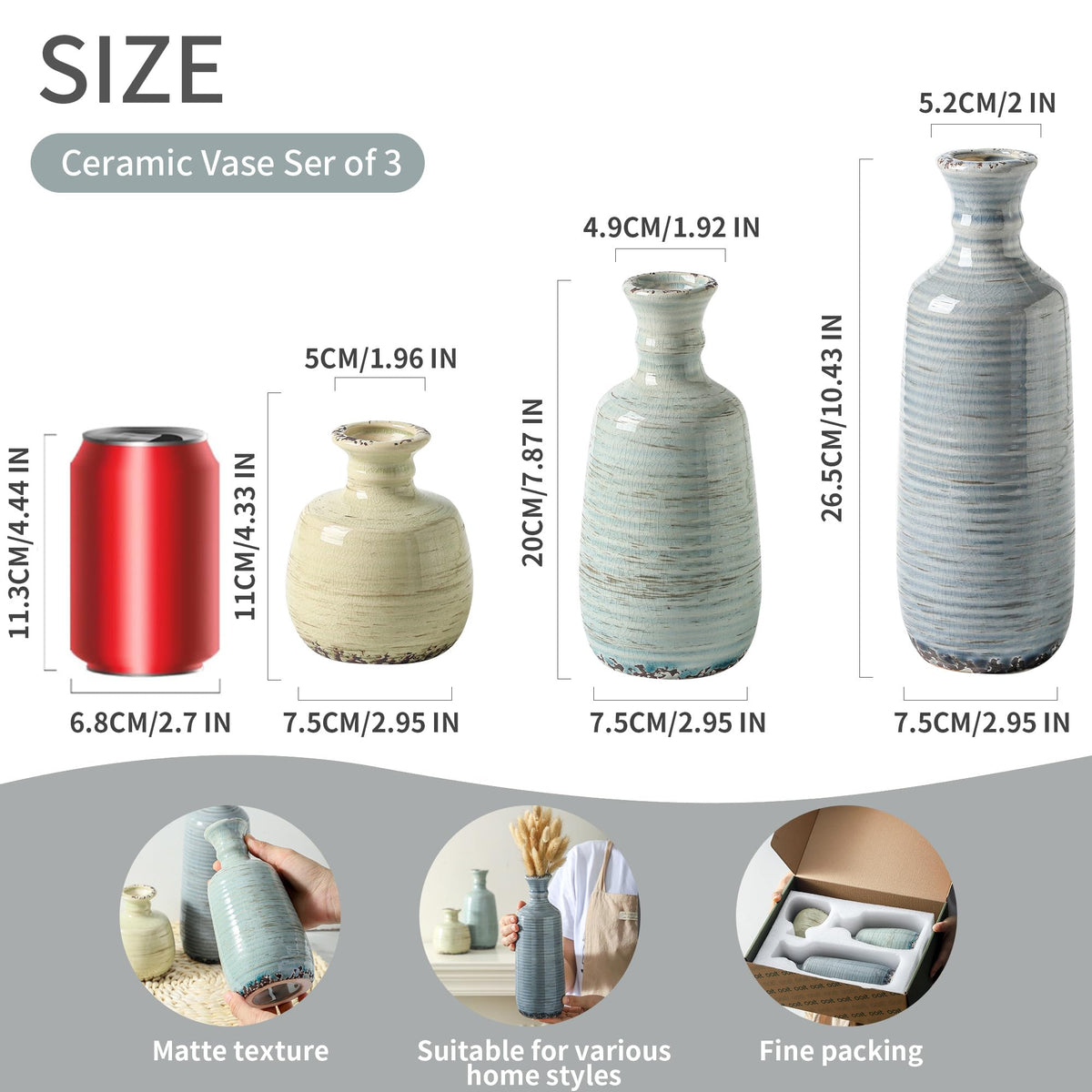 OOIT small vase from ceramic set for fresh or dried stems