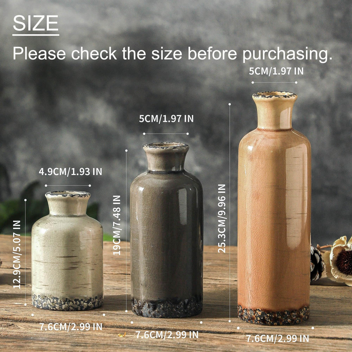 OOIT ceramic vase set 3 tall spire elevates vertical floral displays.