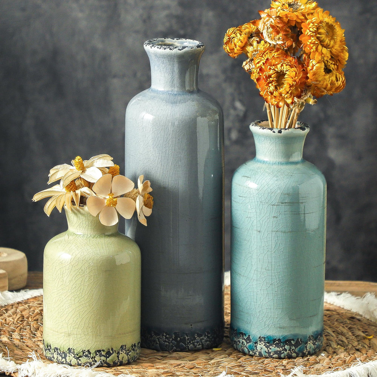 ooit flower vase set 3 collection displayed on a shelf for versatile decor