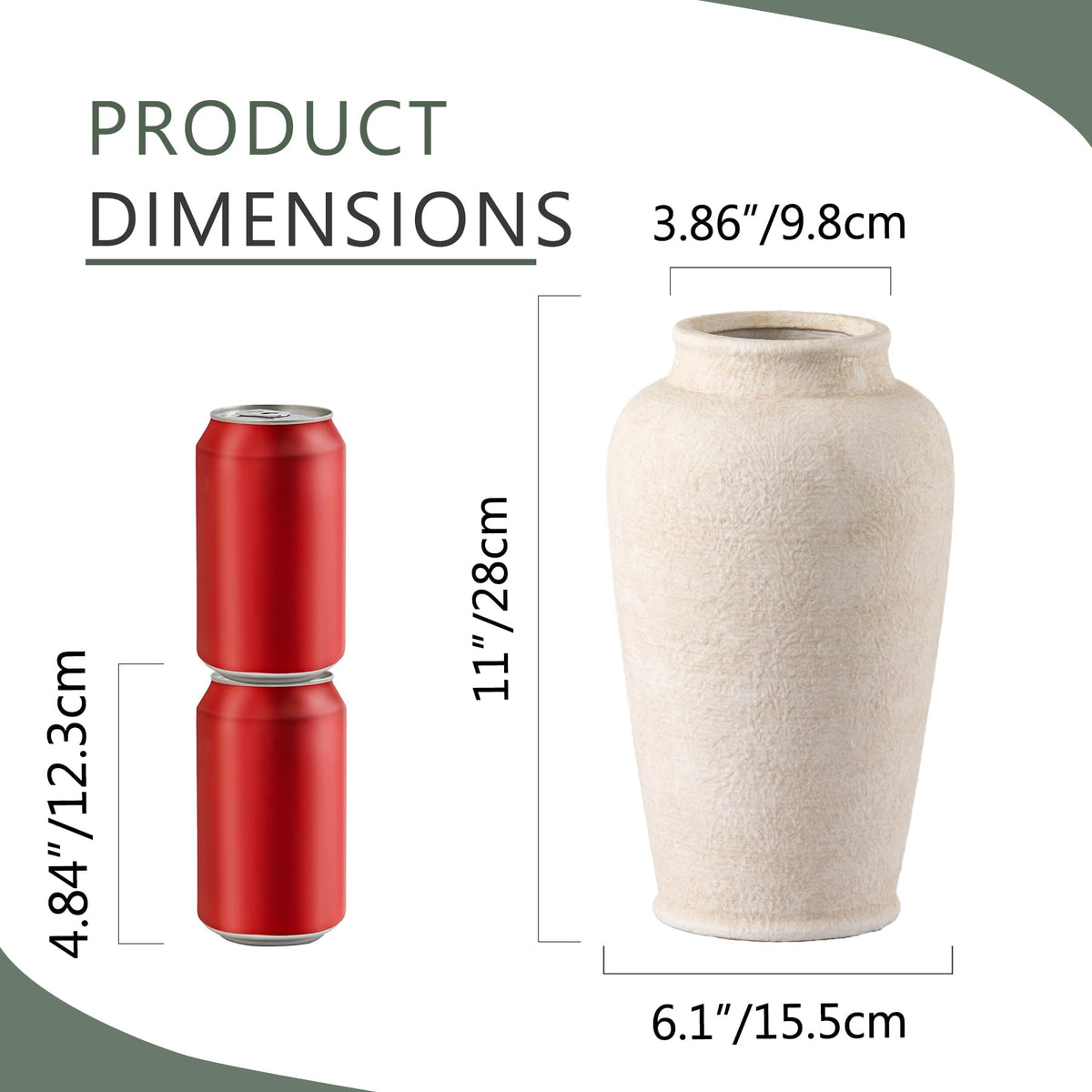 OOIT large white vase highlights rustic farmhouse style in living room decor.