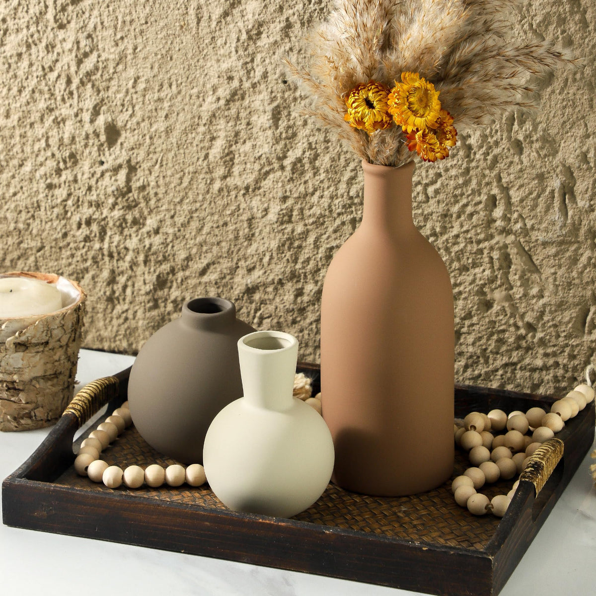OOIT vase set of 3 living room spot with neutral tones