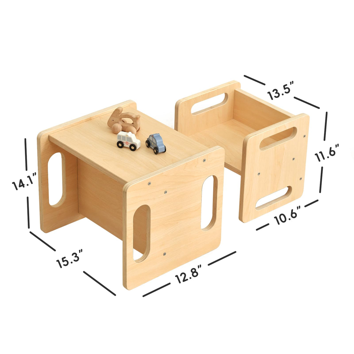 OOOK keeps chairs under table to save space in small rooms