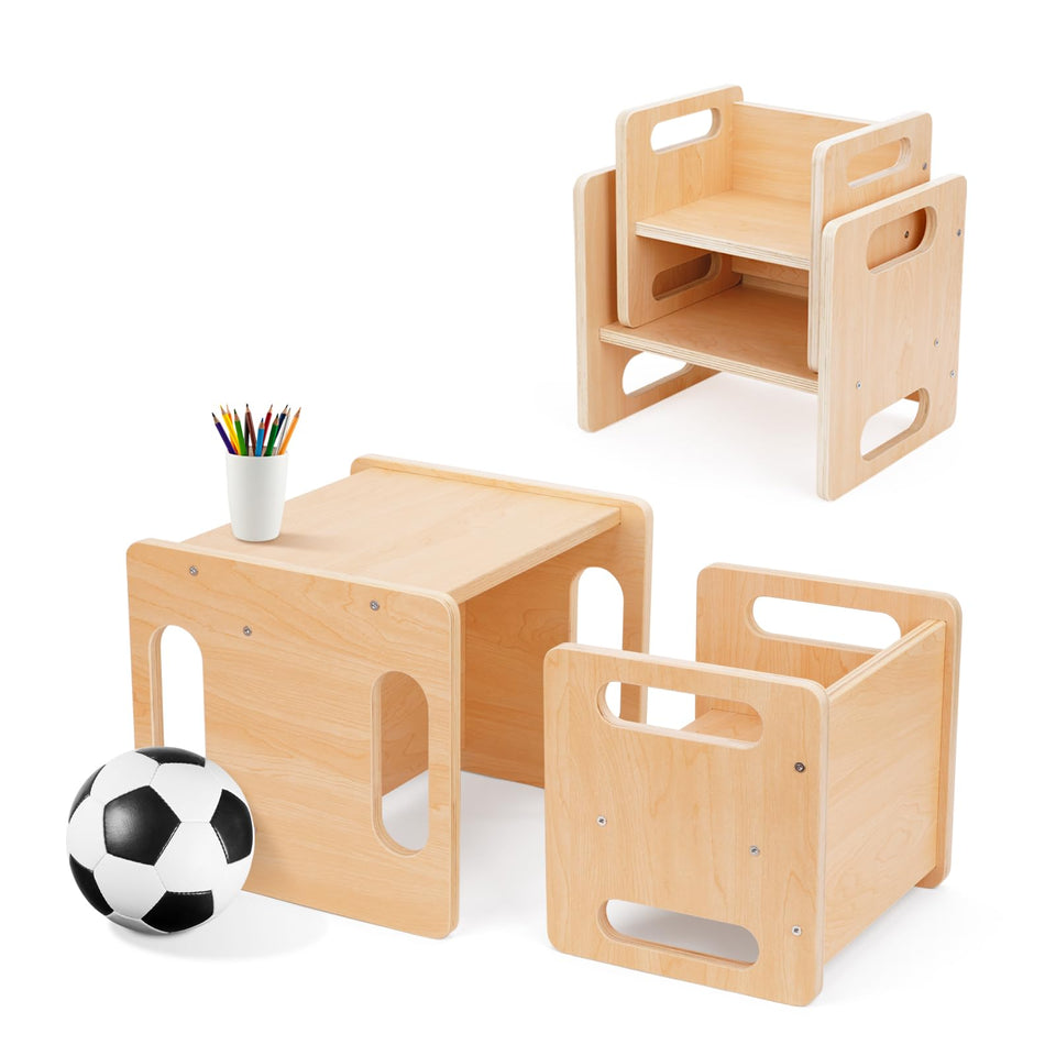 OOOK Montessori table and chair set front view for compact toddler workspace