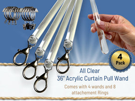 OooWow four-pack curtain pull wands protect drapes from wear.