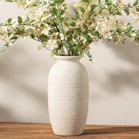 ooit ceramic flower vase in white glaze; perfect for fresh or artificial arrangements.