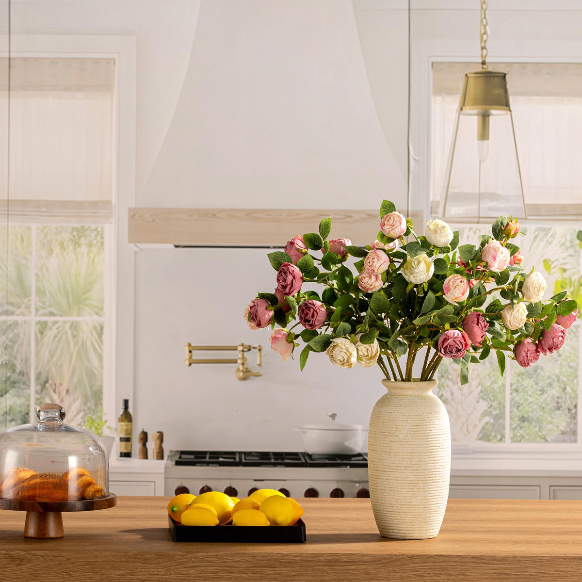 ooit hand-painted vase features unique texture; adds artisanal charm to any room.