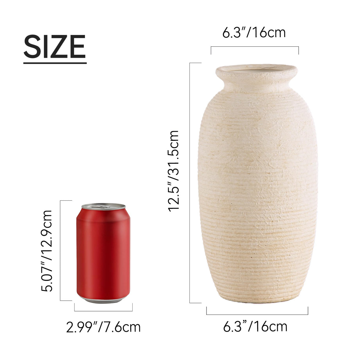 ooit rustic farmhouse vase with white finish enhances shelves and mantels.
