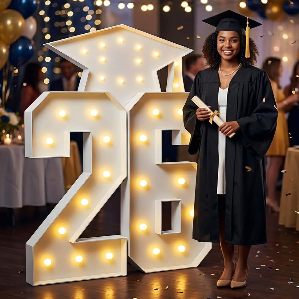 Opdigh 5.4ft marquee number front view as a bold graduation centerpiece