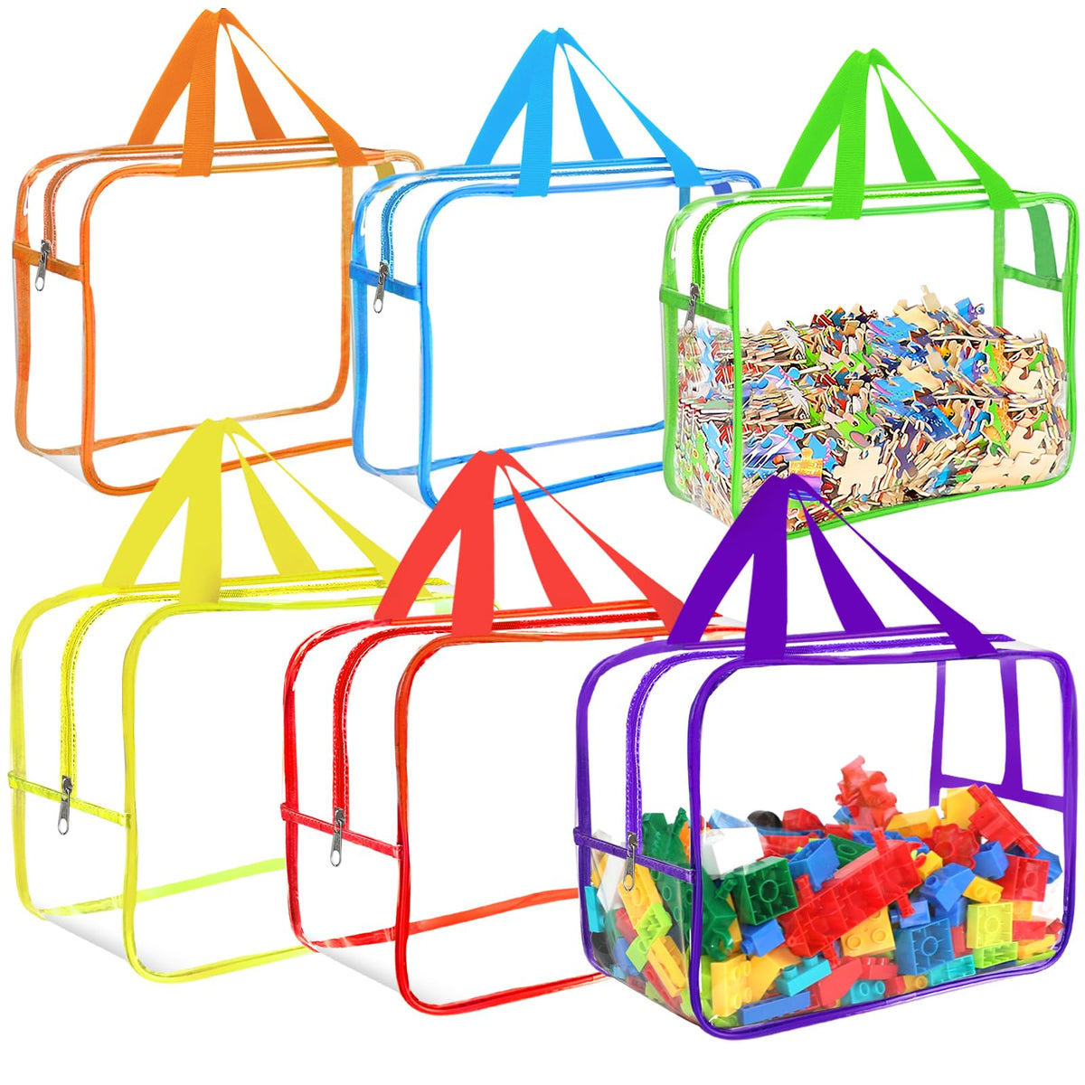 OPELETNNT six-color toy storage bags with labels for easy sorting and quick access.