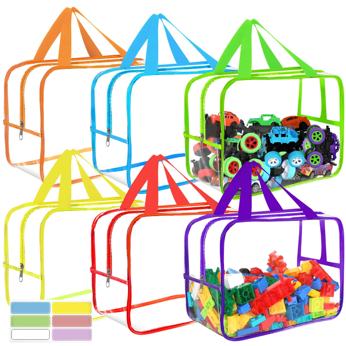 OPELETNNT six-color X-Large storage bags with clear visibility for quick sorting.