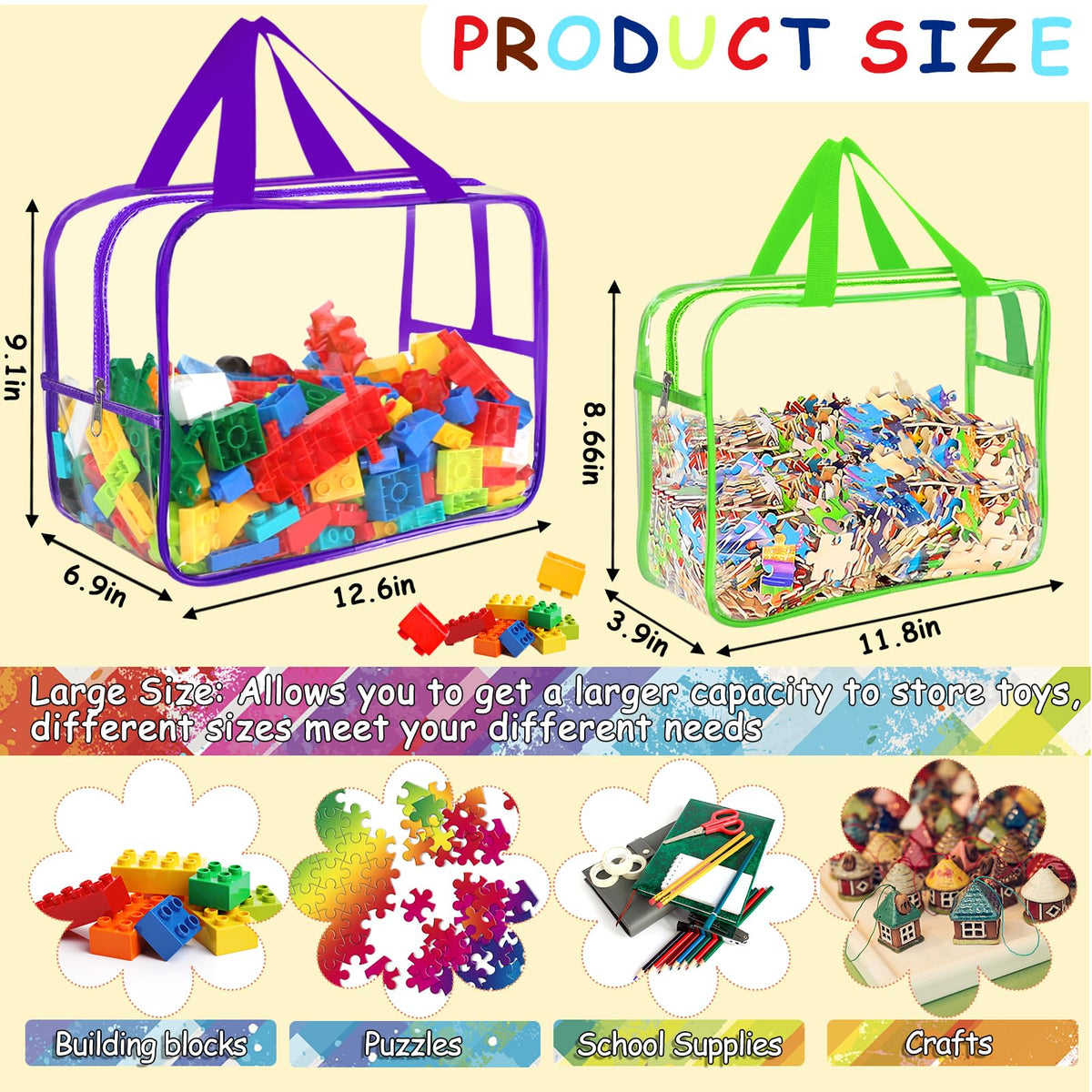 OPELETNNT clear PVC board game bags protect contents with visibility