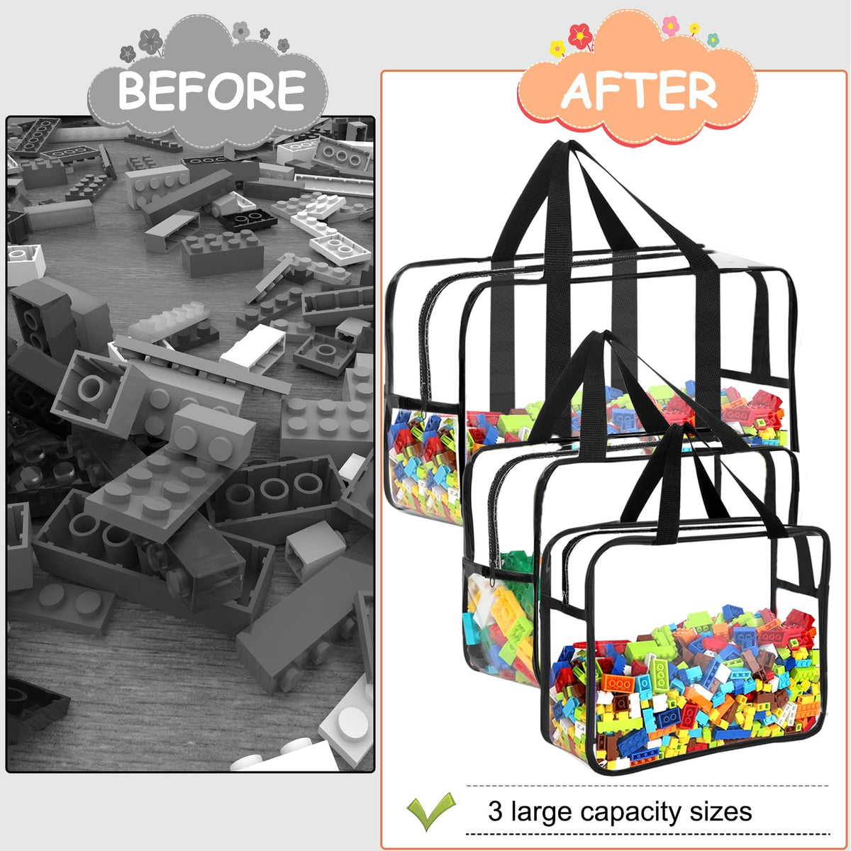 OPELETNNT stackable toy storage bags maximize space in drawers and shelves