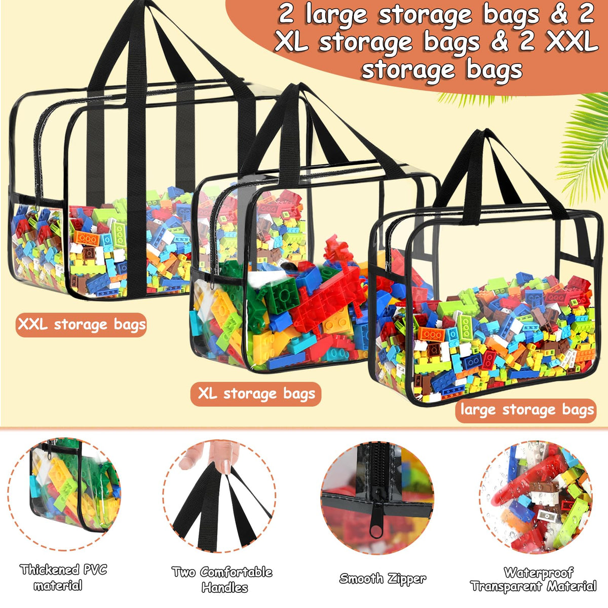 OPELETNNT waterproof zipper toy bags protect contents during travel