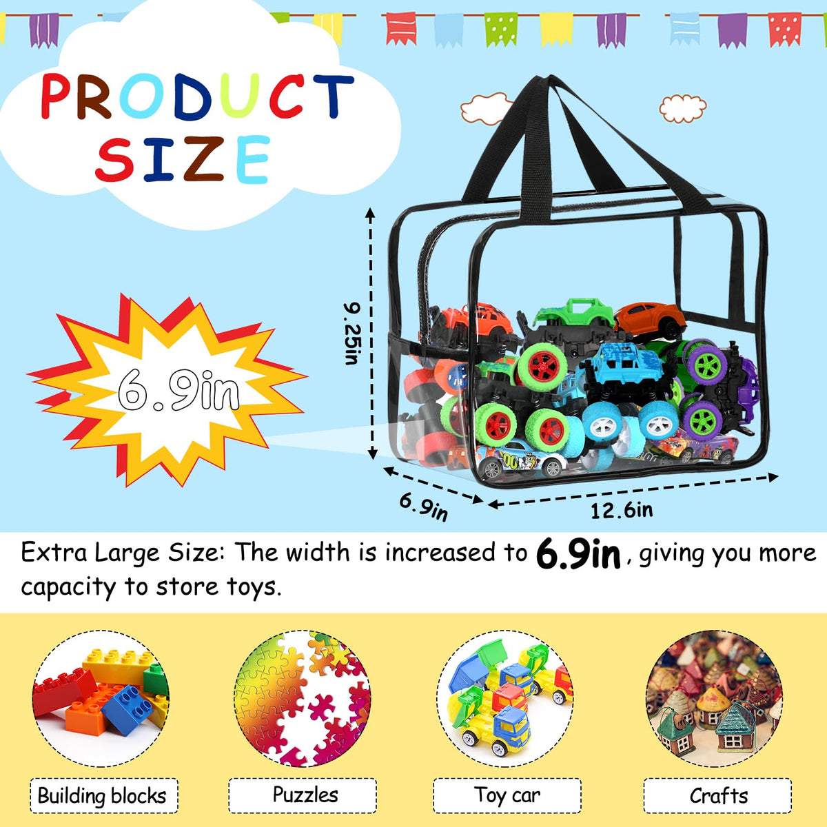 OPELETNNT widen x-large toy storage bag sturdy zipper closure for travel