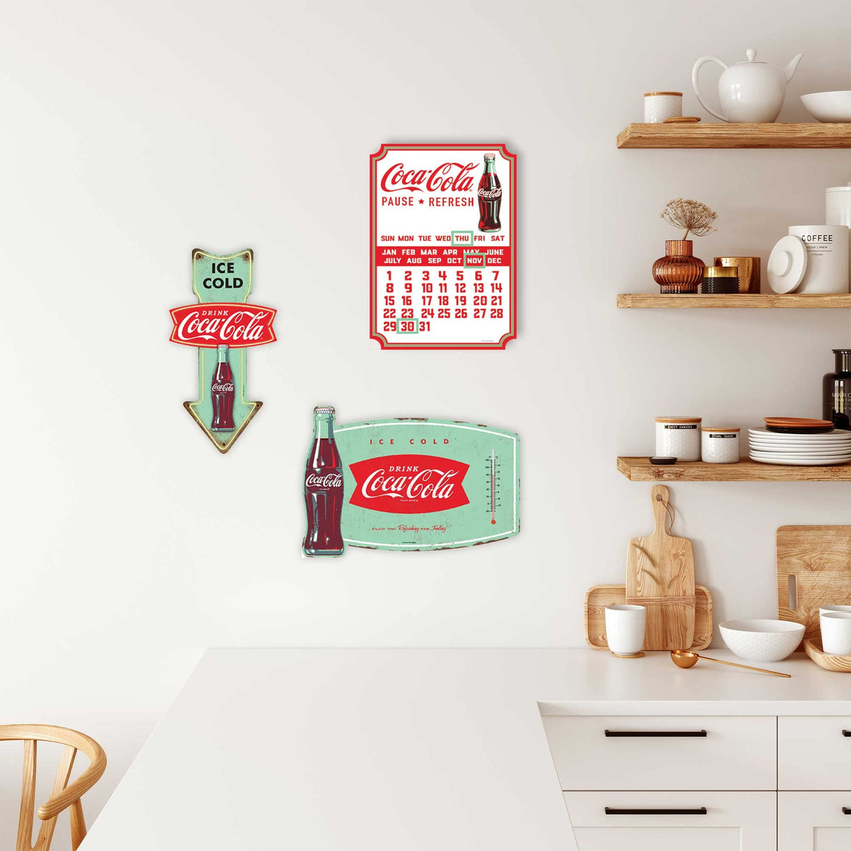 Open Road Brands retro Coca-Cola sign with rustic finish for garages and kitchens.