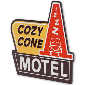 Open Road Brands metal wall art Cozy Cone Motel highlights durable finish for lasting Pixar decor.