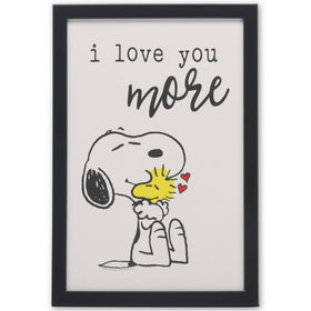 Open Road Brands Snoopy and Woodstock hug in a framed wall decor, cozy bedroom vibes.