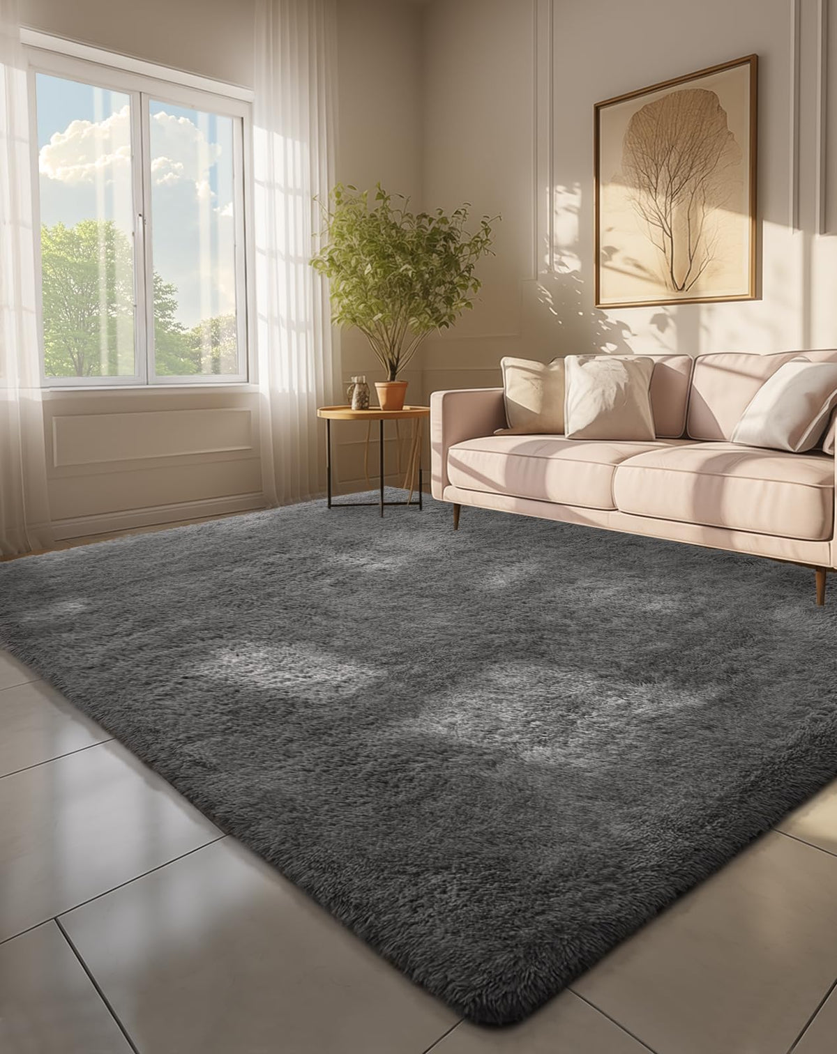 Ophanie 6x9 area rug plush shag gray for a cozy living room