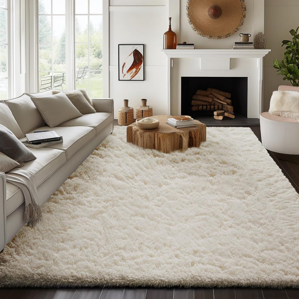 Ophanie 7x9 area rug ultra-soft shag for cozy living room