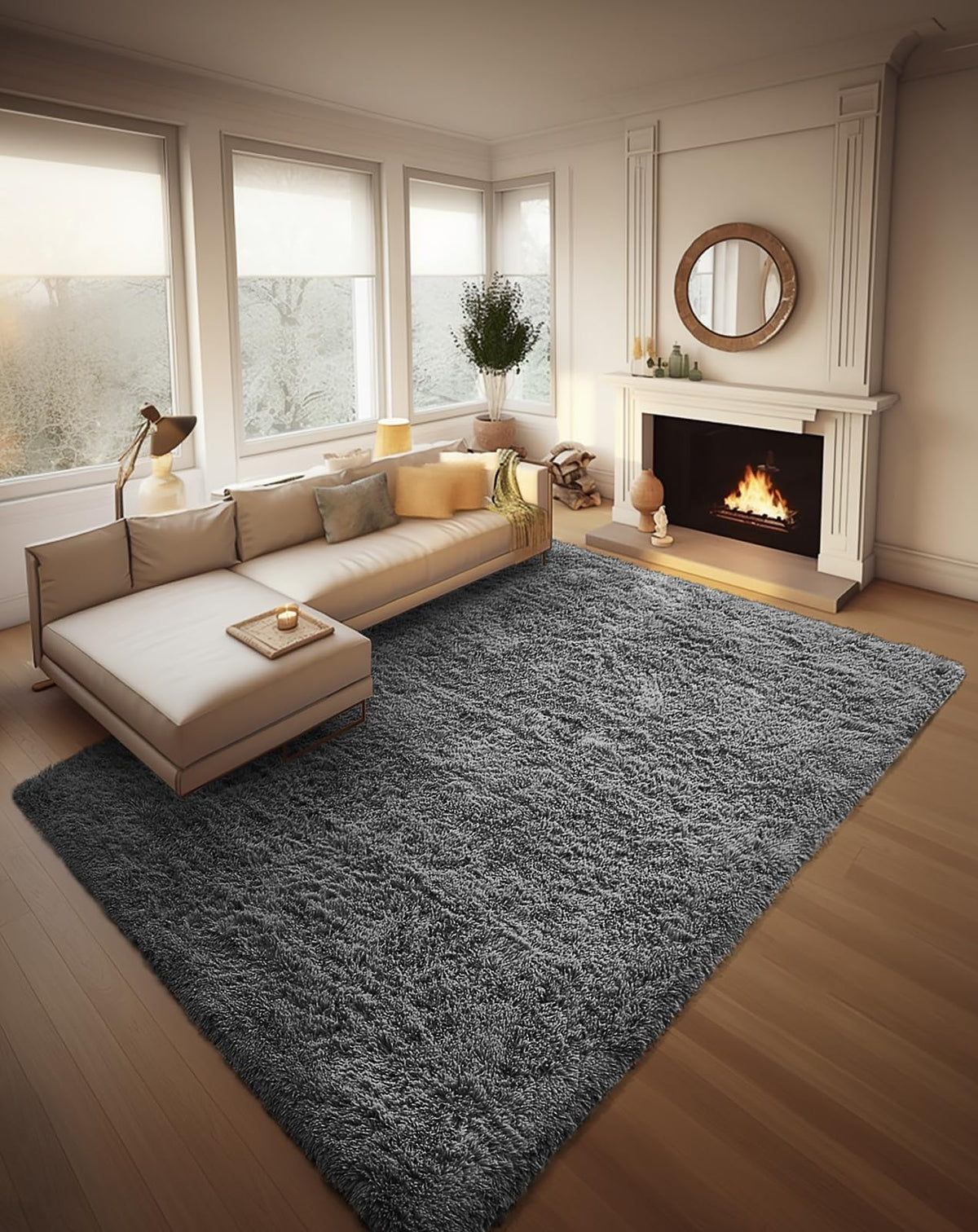 Ophanie 8x10 area rug with non-slip bottom for safer living room floors.