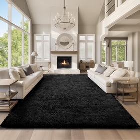 Ophanie area rug 9x12 living room close-up shows plush softness for cozy seating.