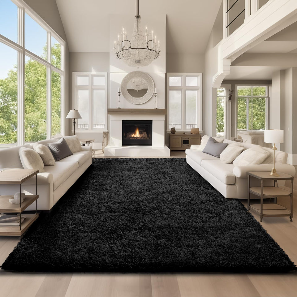 Ophanie area rug 9x12 living room close-up shows plush softness for cozy seating.