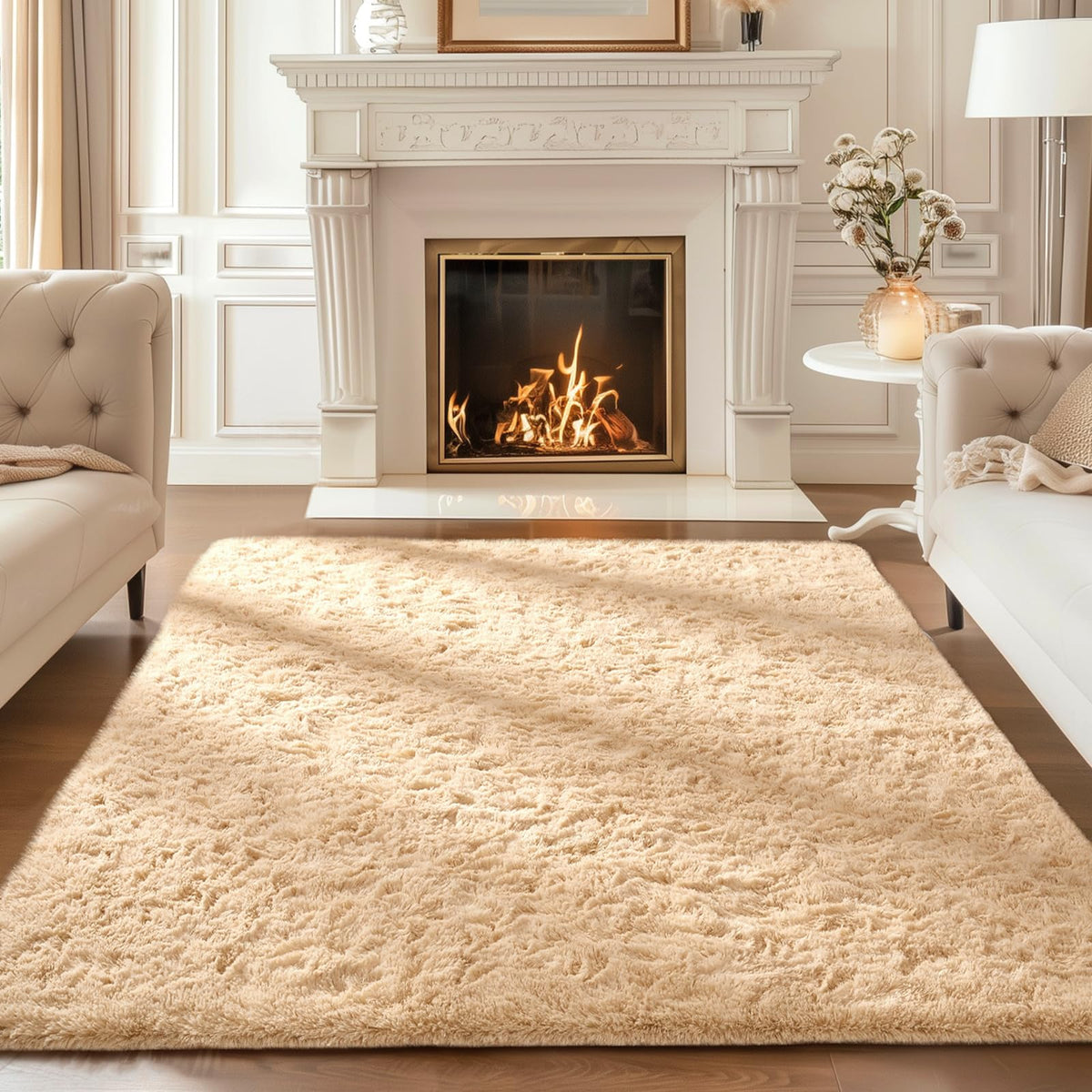Ophanie beige rug non-slip bottom prevents sliding