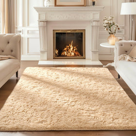 Ophanie beige rug non-slip bottom prevents sliding
