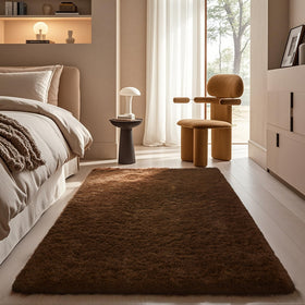 Ophanie brown shaggy rug with plush texture for cozy bedrooms