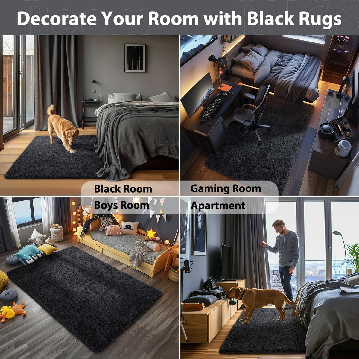 Ophanie dorm-friendly rug softens a compact study space on a budget.