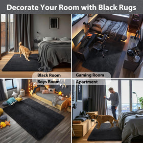 Ophanie dorm-friendly rug softens a compact study space on a budget.