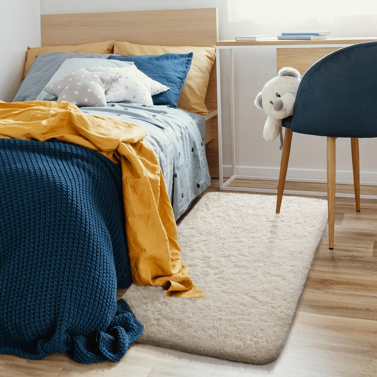 Ophanie hygge-inspired rug enhances warmth with simple, solid color design.