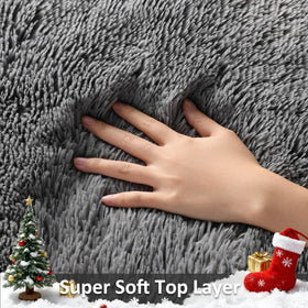 Ophanie large grey shag rug with soft pile for a comfortable bedroom.