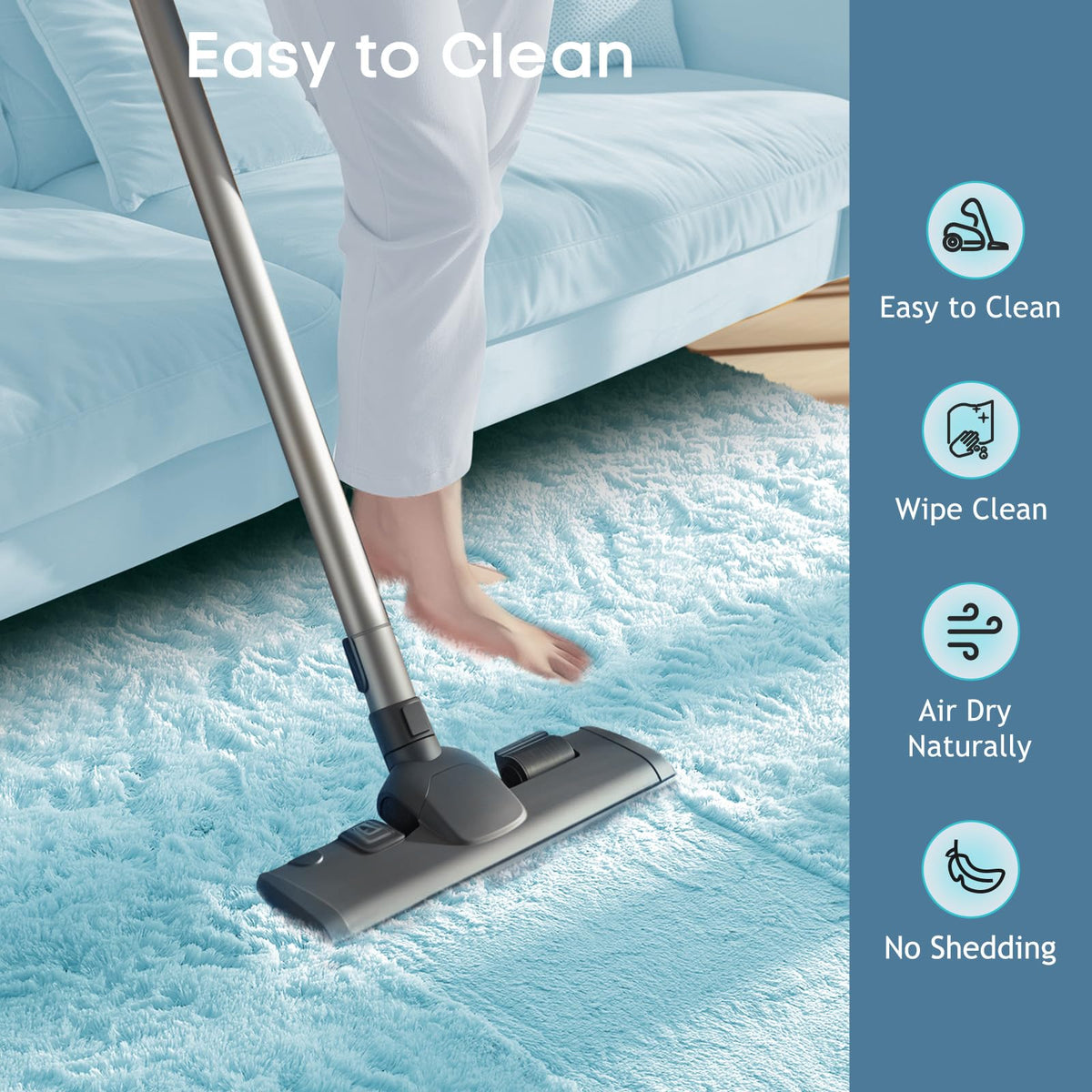 Ophanie light blue rug fits a dorm room on a budget