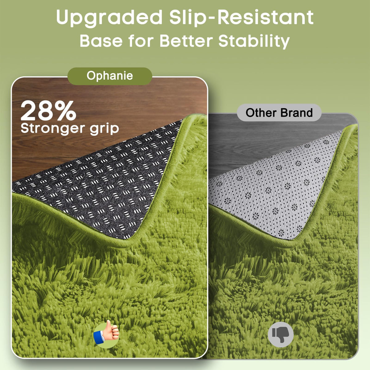 Ophanie non-slip bottom area rug helps prevent slipping during daily activities.