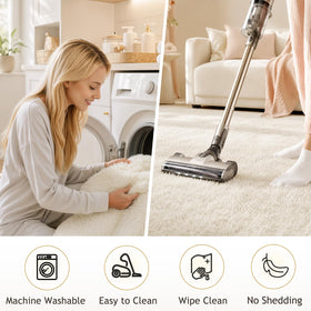 Ophanie non-slip fluffy carpet prevents slides during play and daily routines.