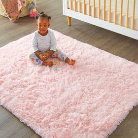 Ophanie pink area rug with non-slip bottom prevents sliding