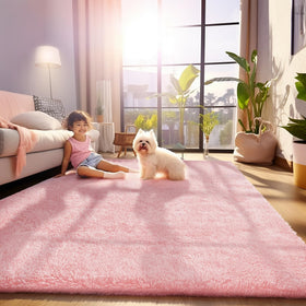 Ophanie pink area rug in nursery playtime for a soft surface