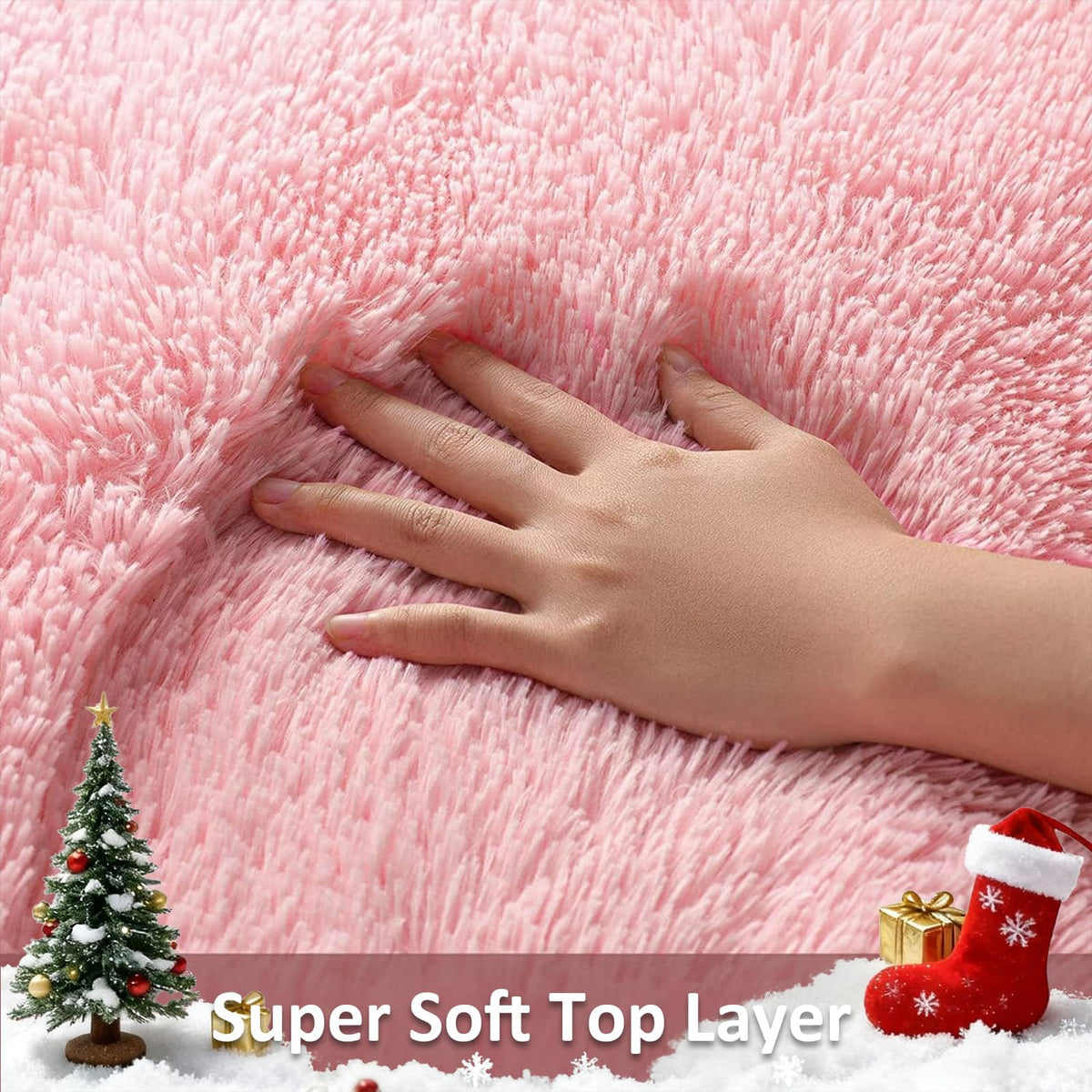 Ophanie pink area rug close-up highlights plush pile and fibers