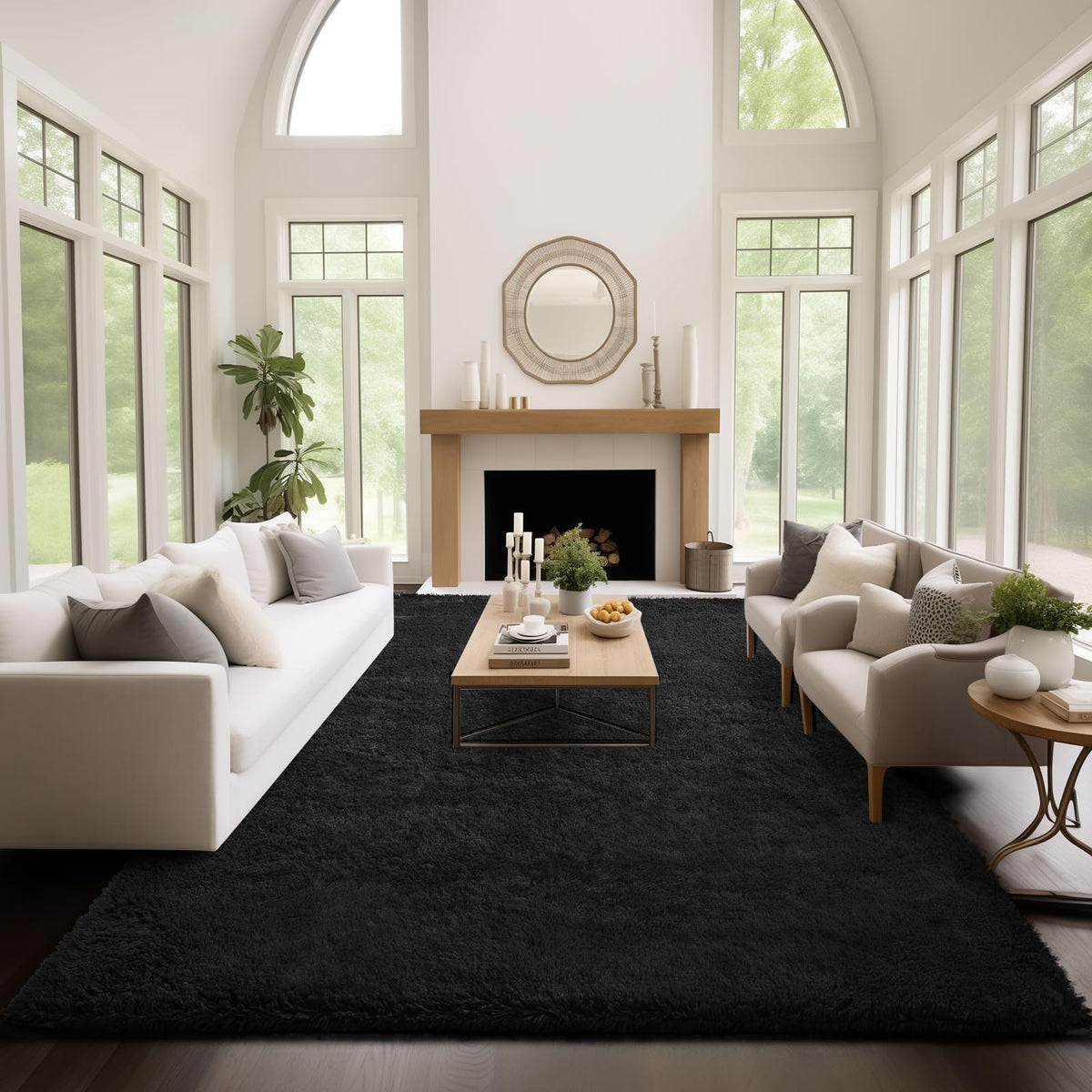Ophanie polyester rug material is kid- and pet-friendly.