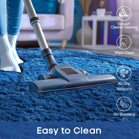 Ophanie 4ft blue circle rug in dorm room, budget-friendly comfort underfoot.
