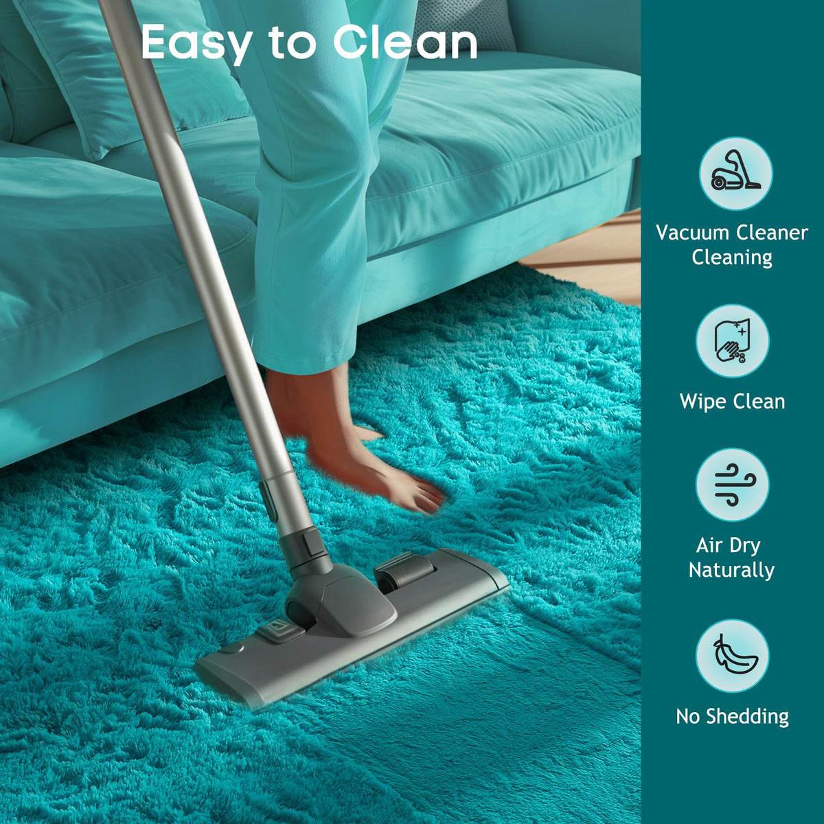 Ophanie Teal Rug 4x6 area ideal for dorms