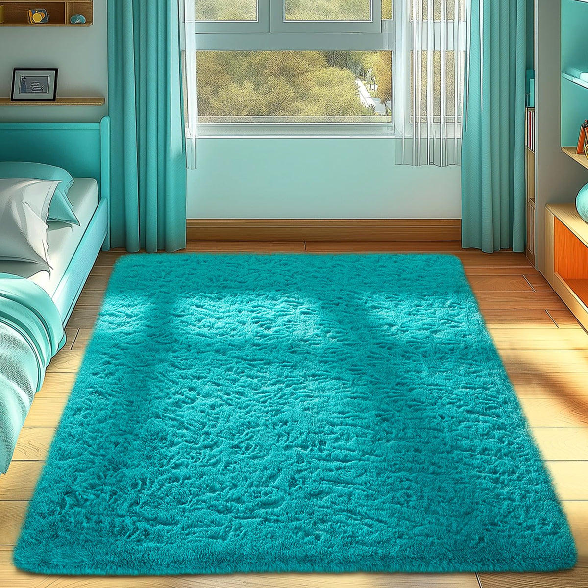Ophanie Teal Rug indoor decor that feels warm