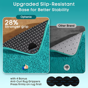Ophanie Teal Rug kids' room non-slip bottom for safe play