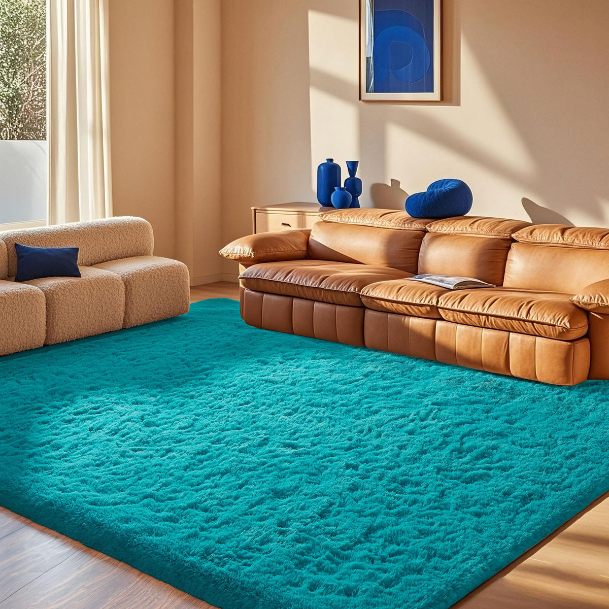 Ophanie Teal Rug nursery tummy-time friendly surface