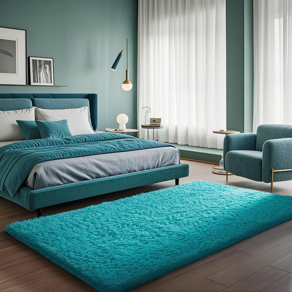 Ophanie Teal Rug pet-friendly and easy to clean