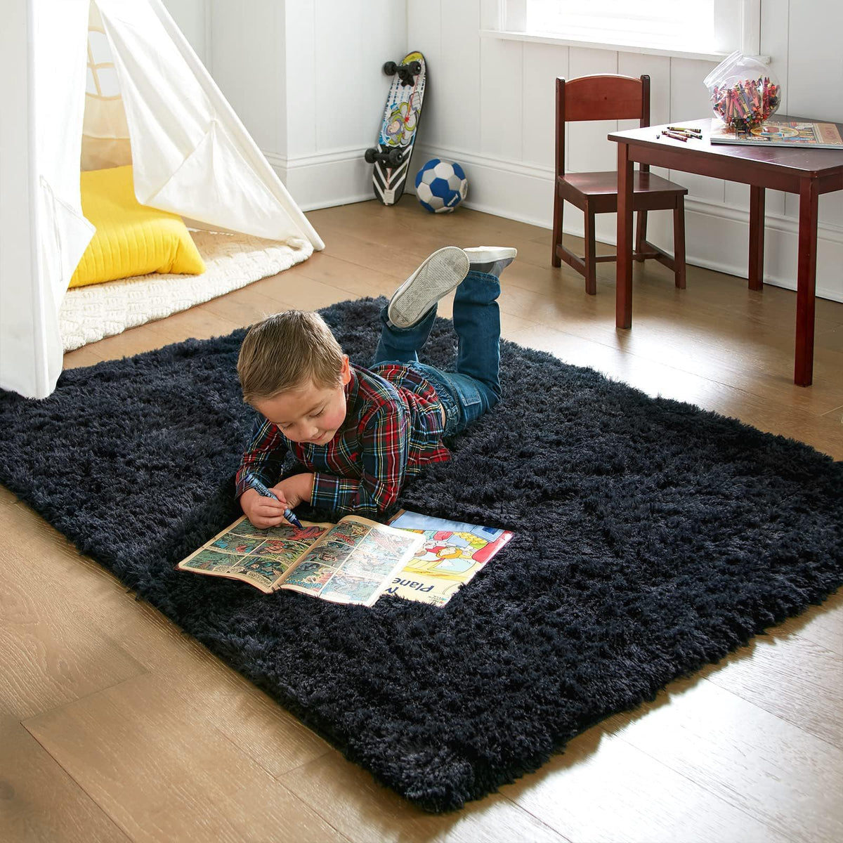 Ophanie warm-cozy hygge rug enhances any room with gentle texture.
