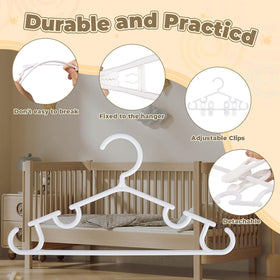 Removable clips on Oppeeye hangers for securing socks and small items.
